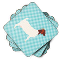 Boer Goat Blue Check Foam Coaster  BB8060FC