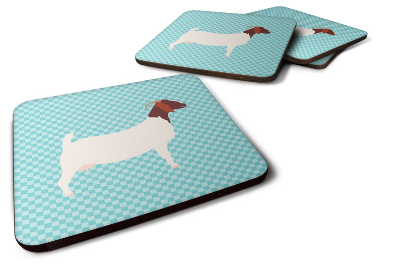 Boer Goat Blue Check Foam Coaster  BB8060FC