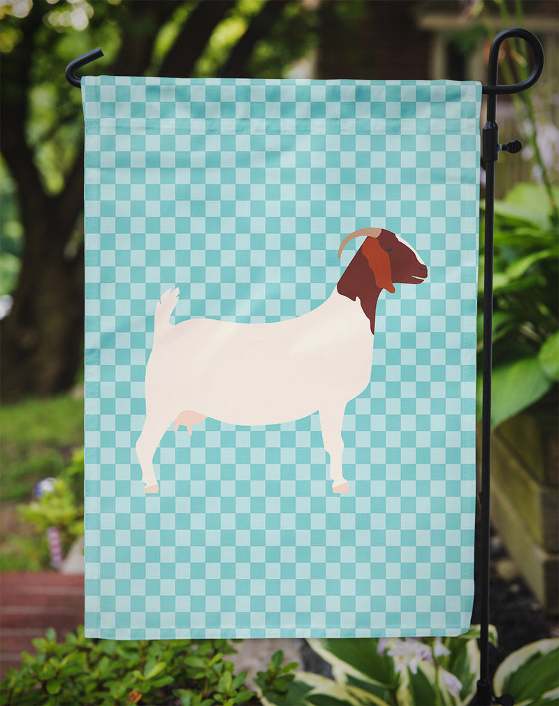 Boer Goat Blue Check Garden Flag - Outdoor Decorative Yard Flag