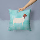 Boer Goat Blue Check Throw Pillow - 14x14 Decorative Pillow – Art for Your Home & Patio BB8060PW1414