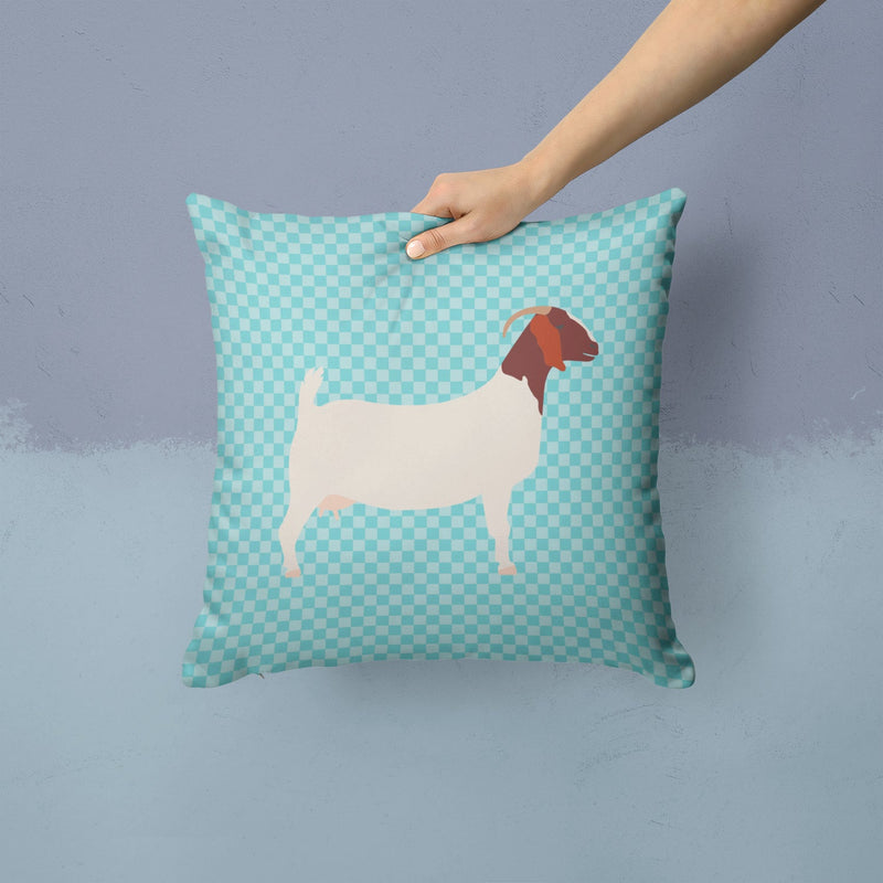 Boer Goat Blue Check Throw Pillow - 14x14 Decorative Pillow – Art for Your Home & Patio BB8060PW1414
