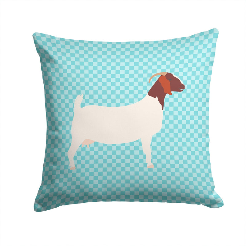 Boer Goat Blue Check Throw Pillow - 14x14 Decorative Pillow – Art for Your Home & Patio BB8060PW1414