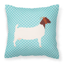 Boer Goat Blue Check Fabric Decorative Pillow BB8060PW1818