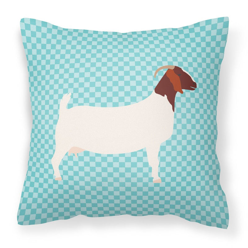 Boer Goat Blue Check Fabric Decorative Pillow BB8060PW1818