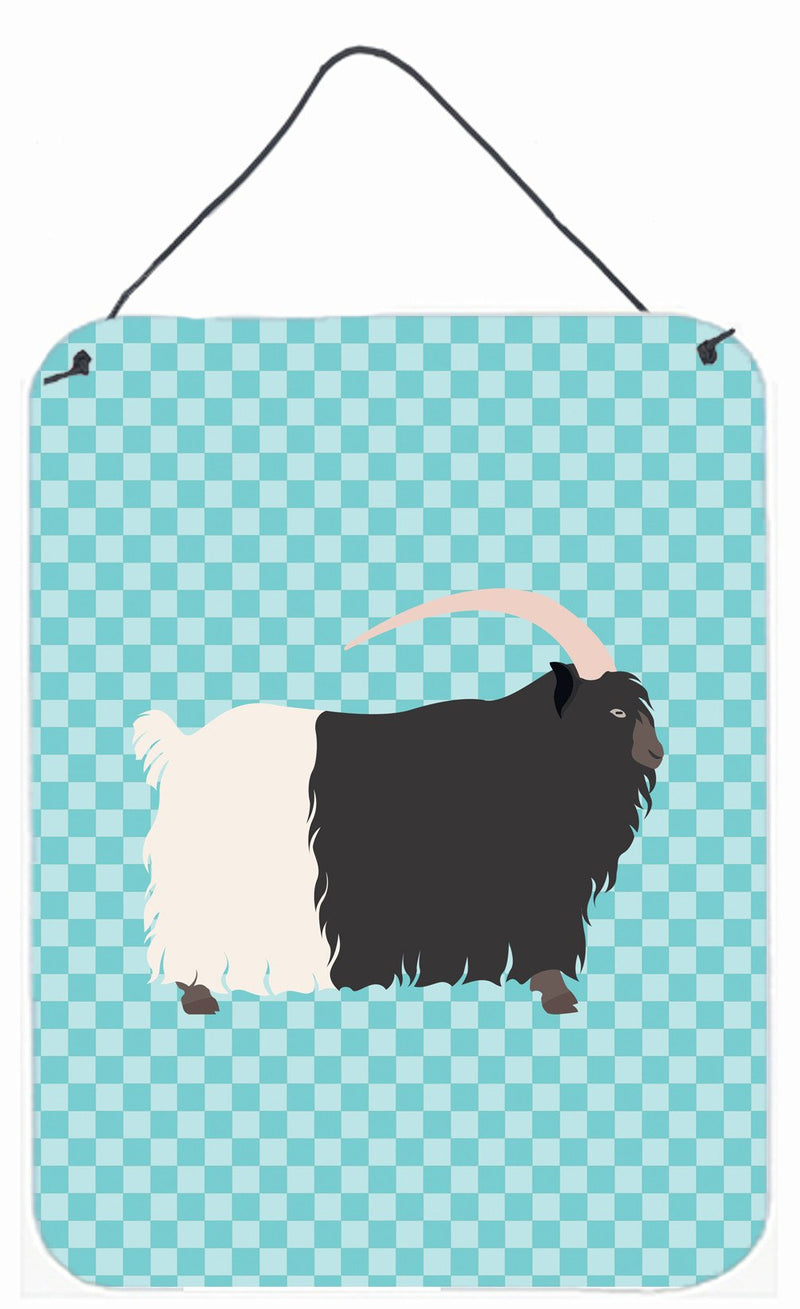 Welsh Black-Necked Goat Blue Check Wall or Door Hanging Prints BB8061DS1216