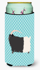 Welsh Black-Necked Goat Blue Check Tall Boy Hugger Can Cooler Sleeve Machine Washable Drink Collapsible Insulator Beverage Insulated Holder