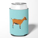 Oberhasli Goat Blue Check Can or Bottle Hugger Cooler Sleeve for Standard 12 oz Cans, Insulated Foam Beer & Soda Can Hugger Reusable