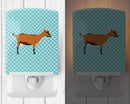 Oberhasli Goat Blue Check Ceramic Night Light Compact, UL-Certified, Ideal for Bedroom, Bathroom, Nursery, Hallway, Kitchen, 6x4x3, Multicolor