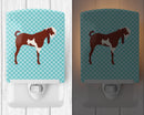 Jamnapari Goat Blue Check Ceramic Night Light Compact, UL-Certified, Ideal for Bedroom, Bathroom, Nursery, Hallway, Kitchen, 6x4x3, Multicolor