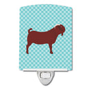 Kalahari Red Goat Blue Check Ceramic Night Light Compact, UL-Certified, Ideal for Bedroom, Bathroom, Nursery, Hallway, Kitchen, 6x4x3, Multicolor