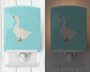 Embden Goose Blue Check Ceramic Night Light Compact, UL-Certified, Ideal for Bedroom, Bathroom, Nursery, Hallway, Kitchen, 6x4x3, Multicolor