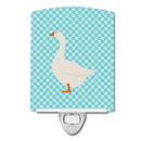 Embden Goose Blue Check Ceramic Night Light Compact, UL-Certified, Ideal for Bedroom, Bathroom, Nursery, Hallway, Kitchen, 6x4x3, Multicolor