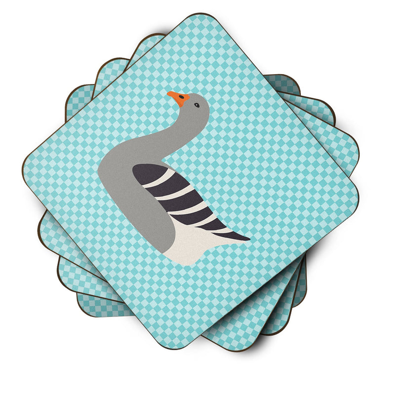 Pilgrim Goose Blue Check Foam Coaster Set of 4 BB8067FC