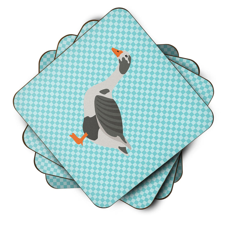 West of England Goose Blue Check Foam Coaster Set of 4 BB8069FC