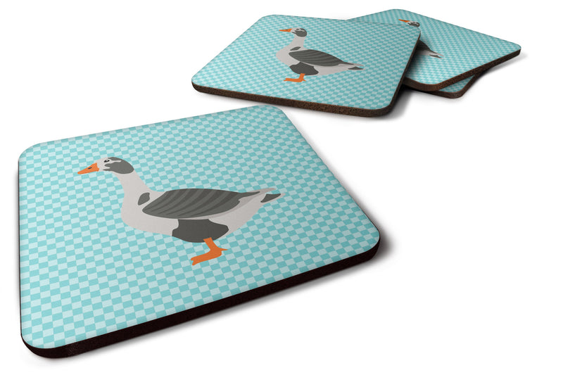 West of England Goose Blue Check Foam Coaster Set of 4 BB8069FC