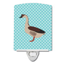 Chinese Goose Blue Check Ceramic Night Light Compact, UL-Certified, Ideal for Bedroom, Bathroom, Nursery, Hallway, Kitchen, 6x4x3, Multicolor