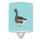 Toulouse Goose Blue Check Ceramic Night Light Compact, UL-Certified, Ideal for Bedroom, Bathroom, Nursery, Hallway, Kitchen, 6x4x3, Multicolor