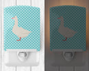 Roman Goose Blue Check Ceramic Night Light Compact, UL-Certified, Ideal for Bedroom, Bathroom, Nursery, Hallway, Kitchen, 6x4x3, Multicolor