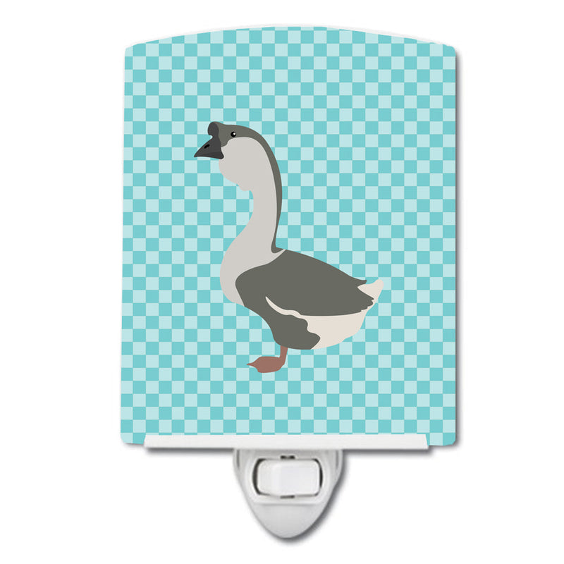 African Goose Blue Check Ceramic Night Light BB8073CNL