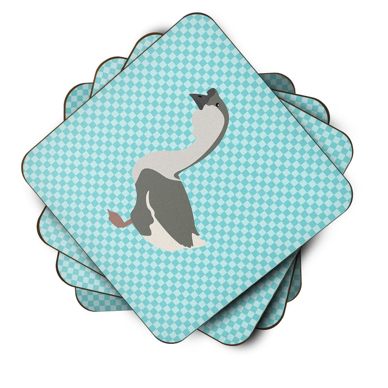 African Goose Blue Check Foam Coaster  BB8073FC