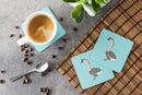 African Goose Blue Check Foam Coaster  BB8073FC