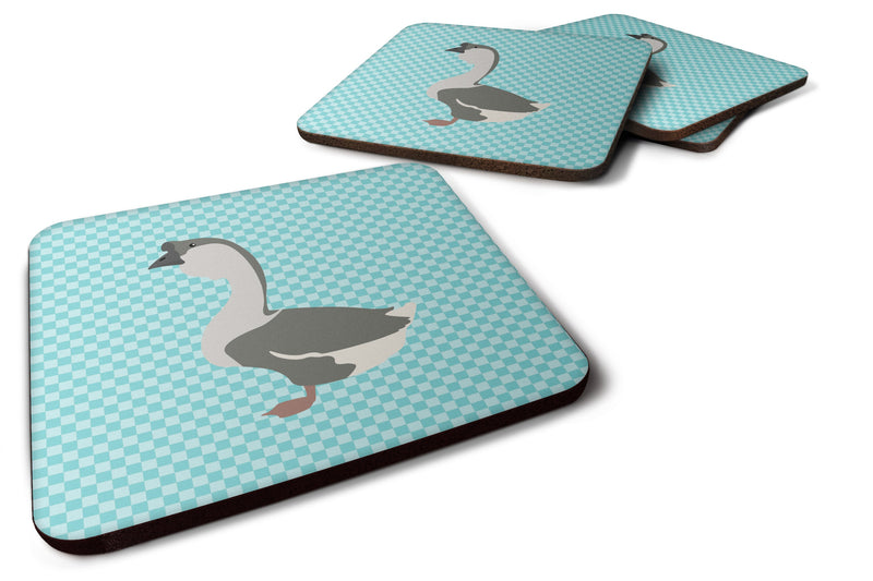 African Goose Blue Check Foam Coaster Set of 4 BB8073FC