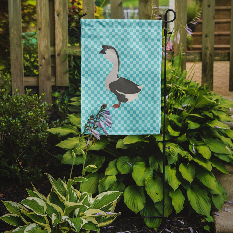 African Goose Blue Check Flag Garden Size