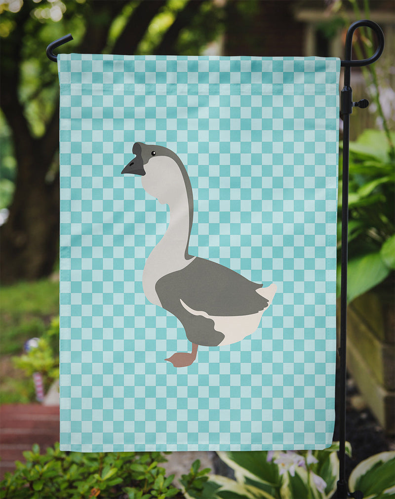 African Goose Blue Check Flag Garden Size