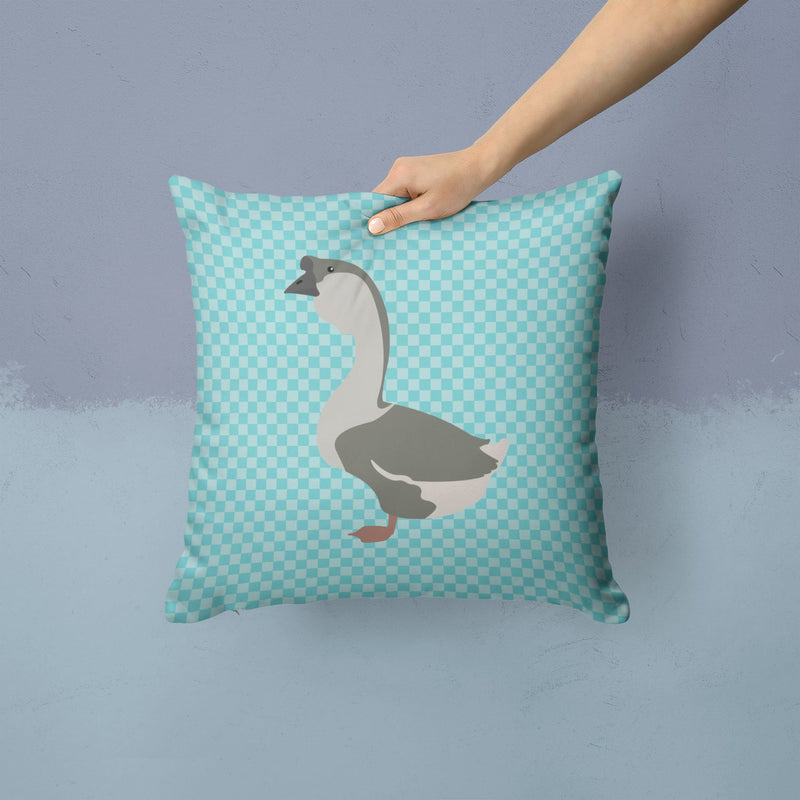 African Goose Blue Check Fabric Decorative Pillow BB8073PW1414