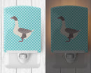 Buff Grey Back Goose Blue Check Ceramic Night Light Compact, UL-Certified, Ideal for Bedroom, Bathroom, Nursery, Hallway, Kitchen, 6x4x3, Multicolor