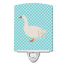 Sebastopol Goose Blue Check Ceramic Night Light Compact, UL-Certified, Ideal for Bedroom, Bathroom, Nursery, Hallway, Kitchen, 6x4x3, Multicolor