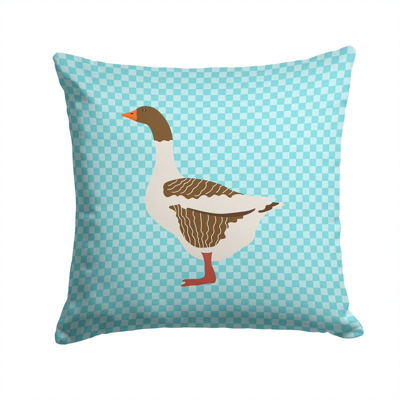 Pomeranian Rogener Goose Blue Check Fabric Decorative Pillow BB8077PW1414