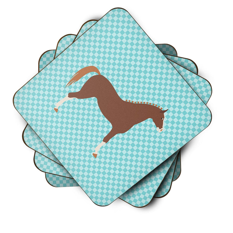 Hannoverian Horse Blue Check Foam Coaster Set of 4 BB8083FC