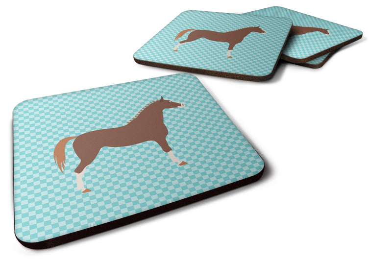 Hannoverian Horse Blue Check Foam Coaster Set of 4 BB8083FC