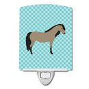 Welsh Pony Horse Blue Check Ceramic Night Light Compact, UL-Certified, Ideal for Bedroom, Bathroom, Nursery, Hallway, Kitchen, 6x4x3, Multicolor