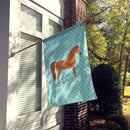 Arabian Horse Blue Check House Flag 28x40 Porch Sleeve Pole Decorative Outside Yard Banner Artwork Wall Hanging, Polyester