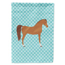 Arabian Horse Blue Check House Flag 28x40 Porch Sleeve Pole Decorative Outside Yard Banner Artwork Wall Hanging, Polyester