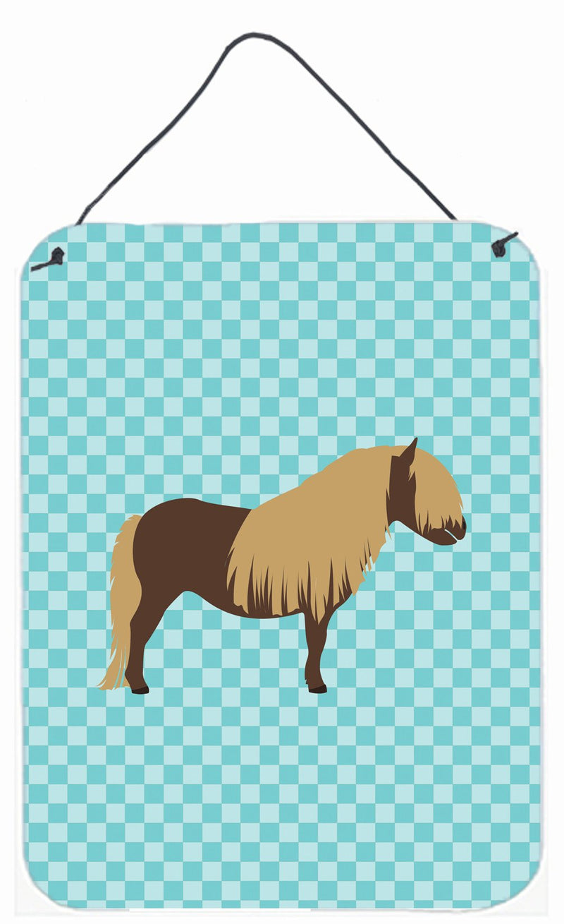 Shetland Pony Horse Blue Check Wall or Door Hanging Prints BB8088DS1216