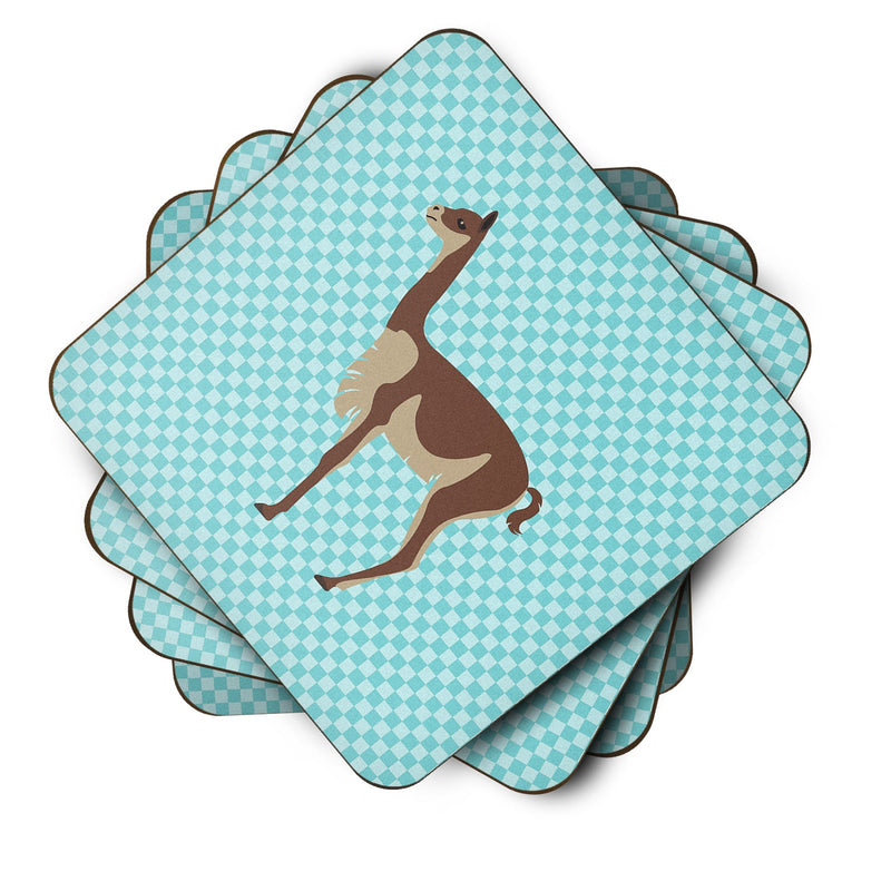 Vicugna or Vicuna Blue Check Foam Coaster Set of 4 BB8091FC