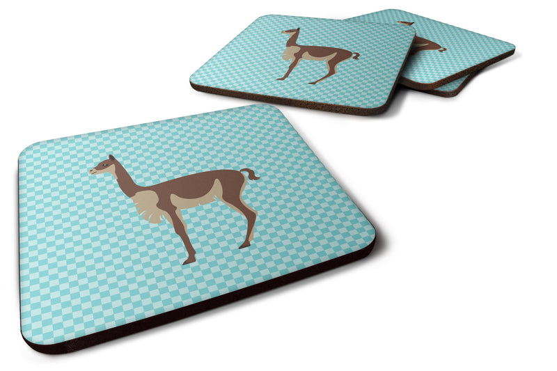 Vicugna or Vicuna Blue Check Foam Coaster Set of 4 BB8091FC