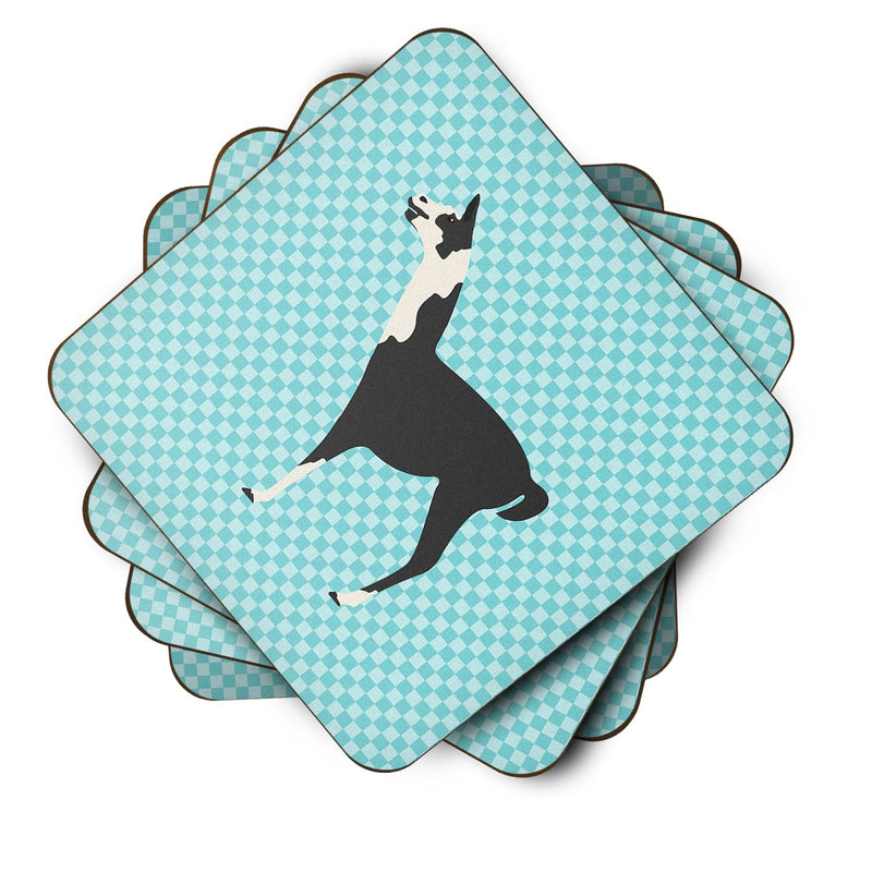 Llama Q' Ara Blue Check Foam Coaster Set of 4 BB8092FC