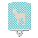 Alpaca Blue Check Ceramic Night Light BB8093CNL