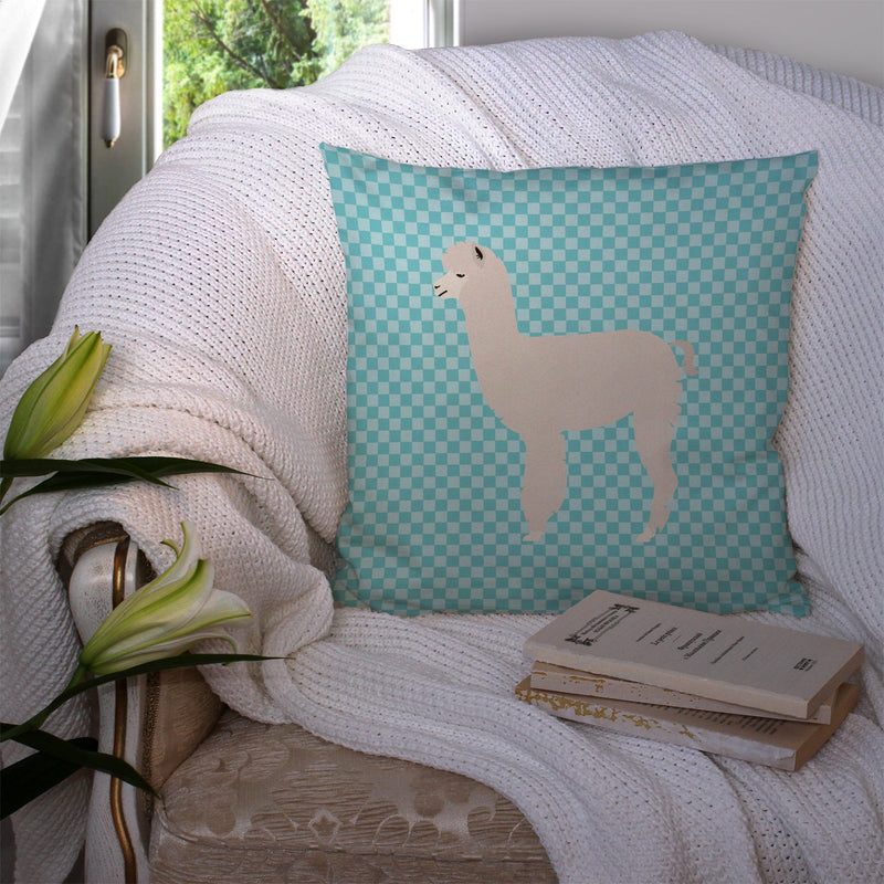 Alpaca Blue Check Fabric Decorative Pillow BB8093PW1414