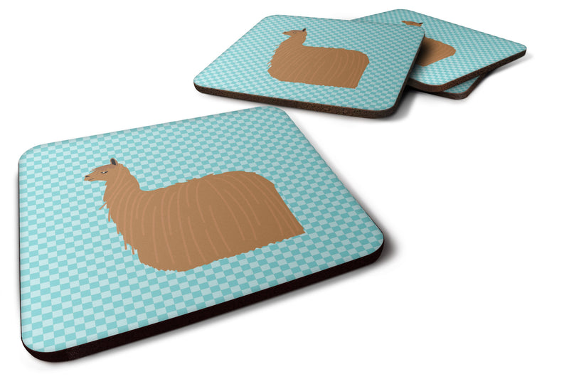 Alpaca Suri Blue Check Foam Coaster  BB8094FC