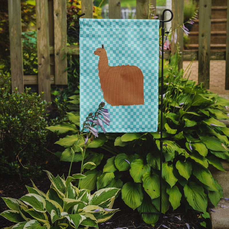 Alpaca Suri Blue Check Garden Flag - Outdoor Decorative Yard Flag