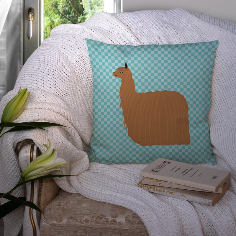 Alpaca Suri Blue Check Fabric Decorative Pillow BB8094PW1414