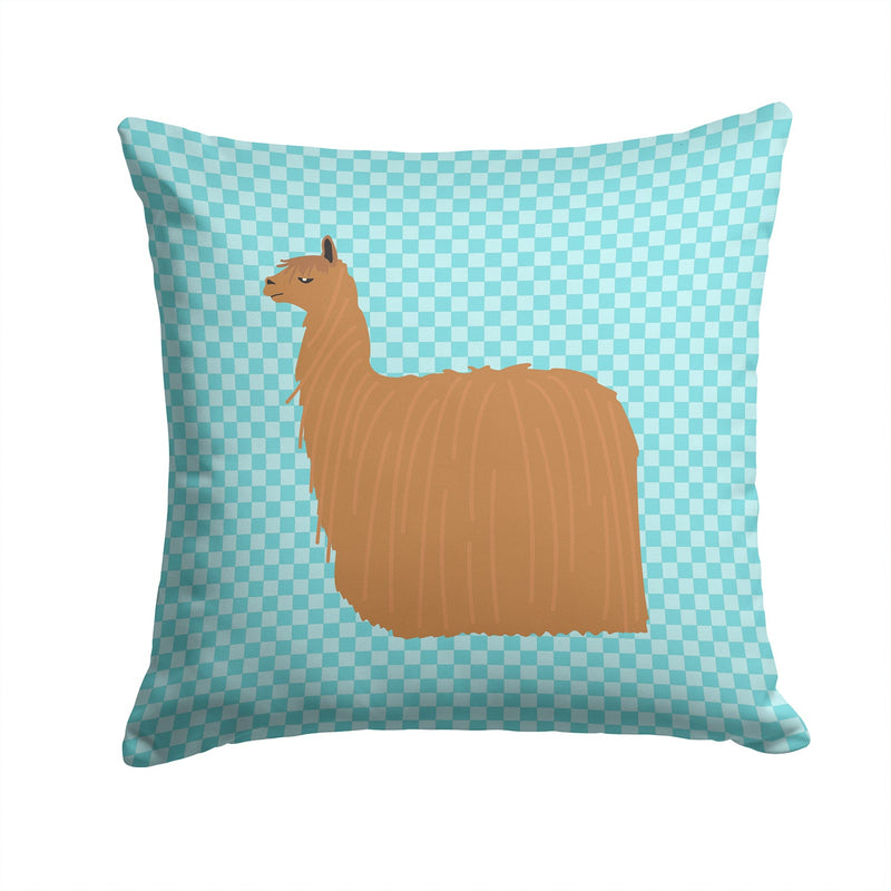 Alpaca Suri Blue Check Fabric Decorative Pillow BB8094PW1414