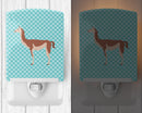 Guanaco Blue Check Ceramic Night Light Compact, UL-Certified, Ideal for Bedroom, Bathroom, Nursery, Hallway, Kitchen, 6x4x3, Multicolor