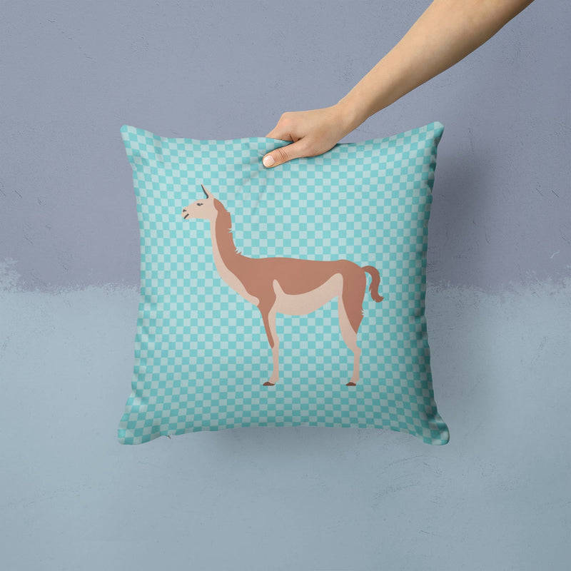 Guanaco Blue Check Fabric Decorative Pillow BB8095PW1414