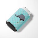 Rhea Blue Check Can or Bottle Hugger Cooler Sleeve for Standard 12 oz Cans, Insulated Foam Beer & Soda Can Hugger Reusable